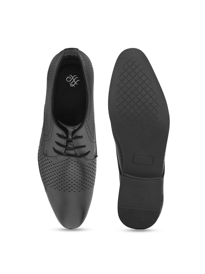 House of Pataudi Men Textured Lace-Ups Formal Derbys