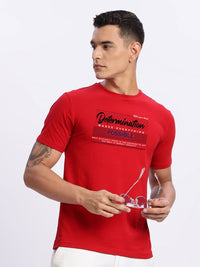 ADRO Typography Printed Round Neck Cotton T-shirt