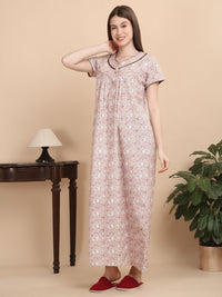 Sweet Dreams Women Round Neck Pure Cotton Nightdress