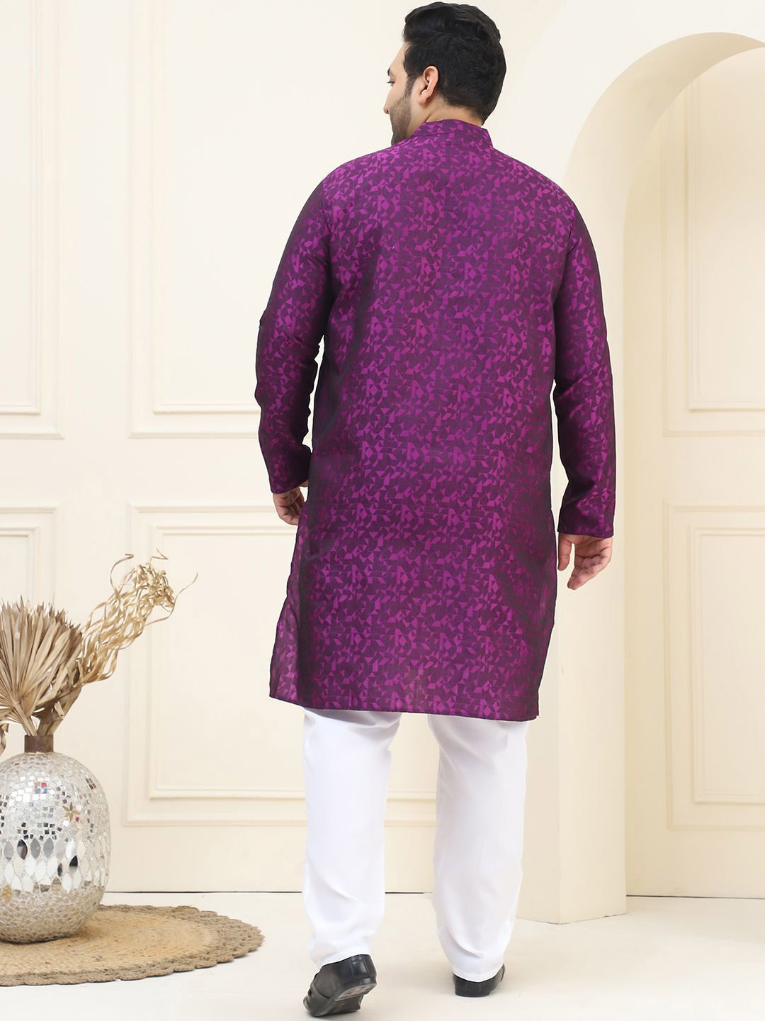 SOJANYA PLUS Plus Size Mandarin Collar Kurta with Pyjama