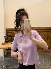 T-shirt tanaman kolar polo dressberry