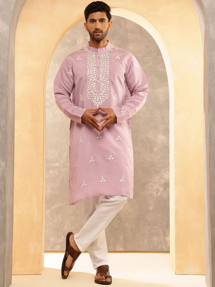 Anouk Men Floral Embroidered Regular Thread Work Kurta with Pyjamas