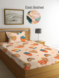 Myntra Elegant Homes Watak Kartun Pelbagai Warna 300 TC Cadar Tempat Tidur Single dengan 1 Sarung Bantal