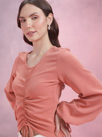 DressBerry Puff Sleeve Ruched Top