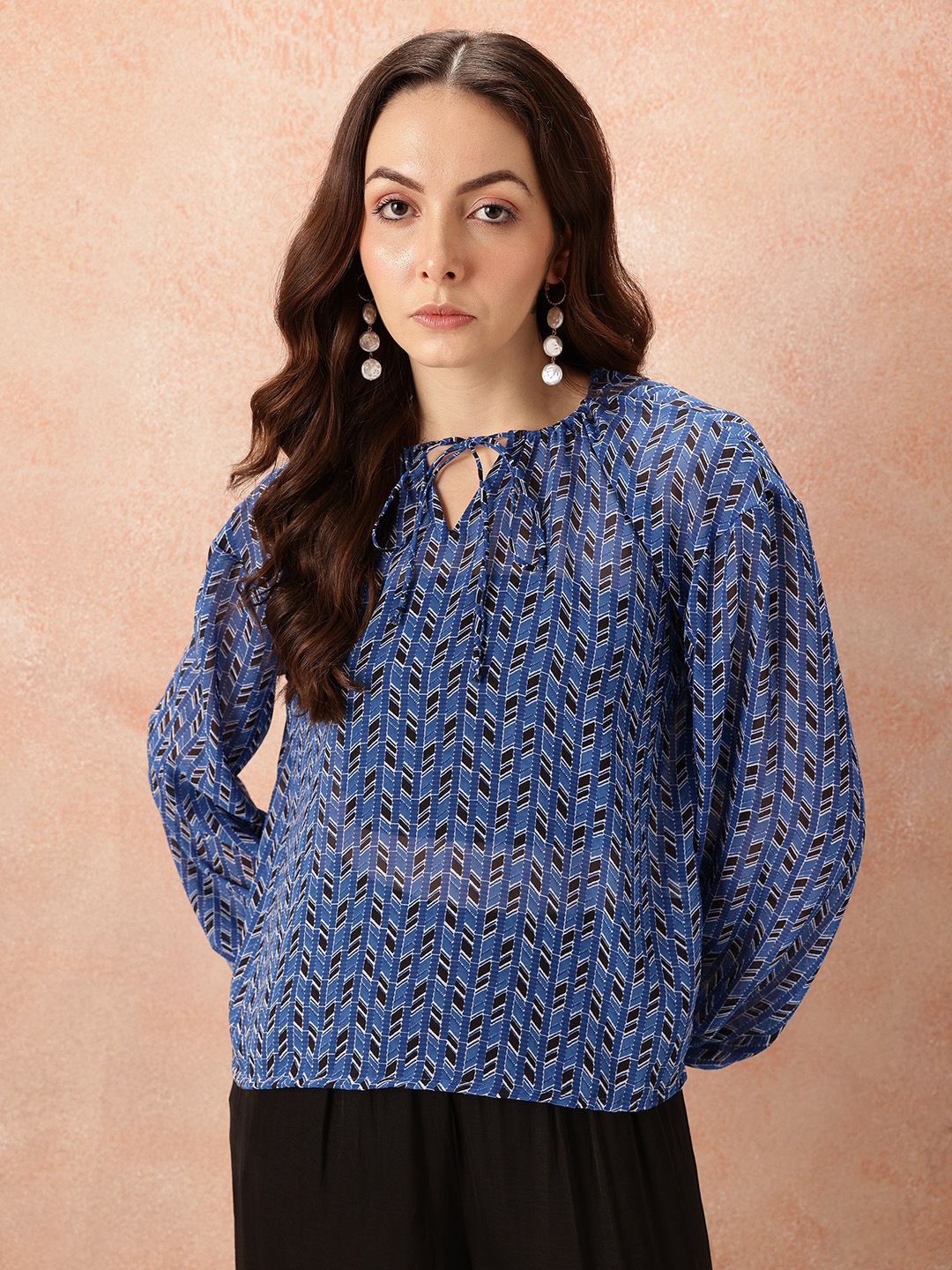 all about you Semi Sheer Tie-Ups Top