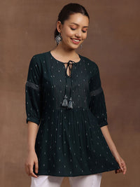 Libas Geometric Woven Design Dobby Pleated Kurti