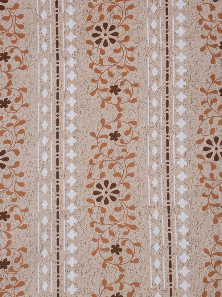 Myntra Elegant Homes Beige & White Floral 400 TC King Bedsheet with 2 Pillow Covers