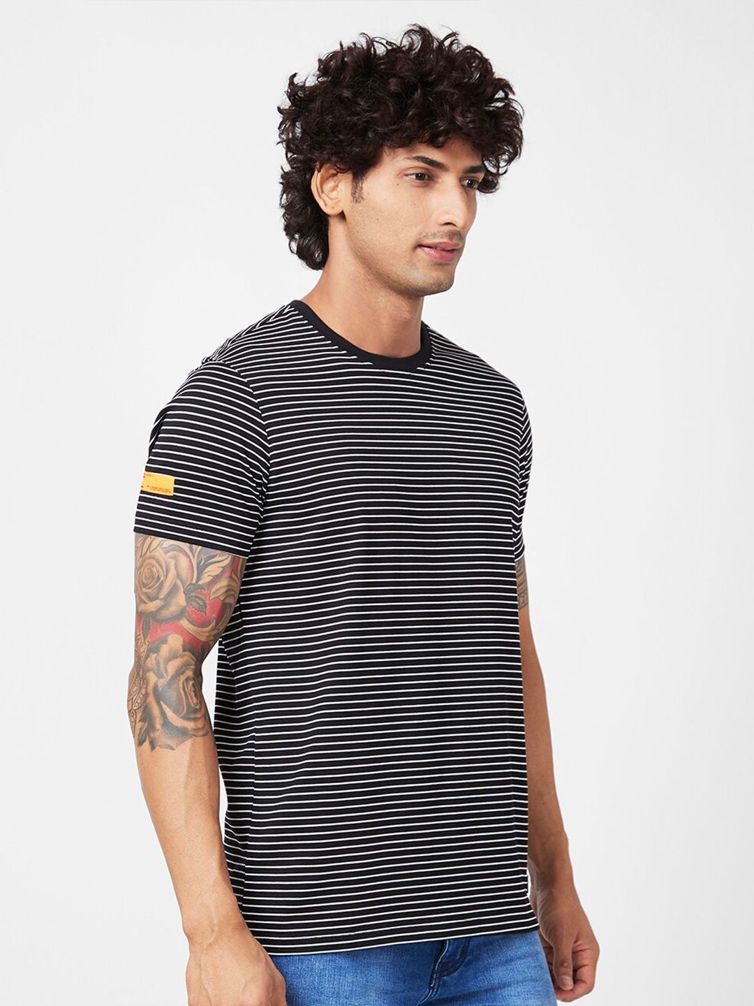 SPYKAR Striped Slim Fit Cotton T-shirt