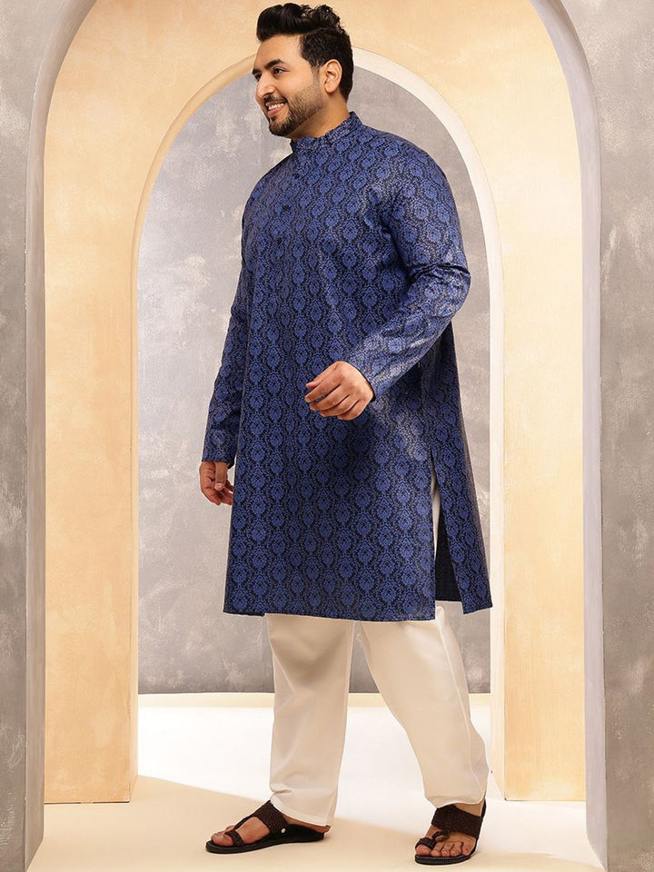 SOJANYA PLUS Motif Etnik Rekaan Tenunan Kurta Linen Kapas Kolar Mandarin Dengan Piyama