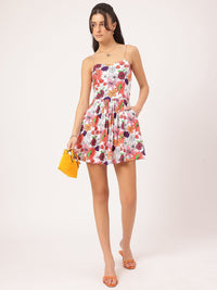 DressBerry Blooming Beautiful Floral Print Strappy Mini A-line Dress