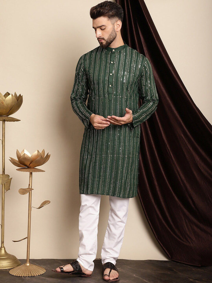 Anouk Embroidered Band Collar Pure Cotton Regular Kurta with Churidar