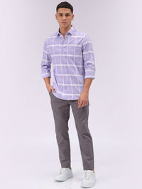 The Indian Garage Co Men Cutaway Collar Checked Cotton Slim Fit Casual Shirt