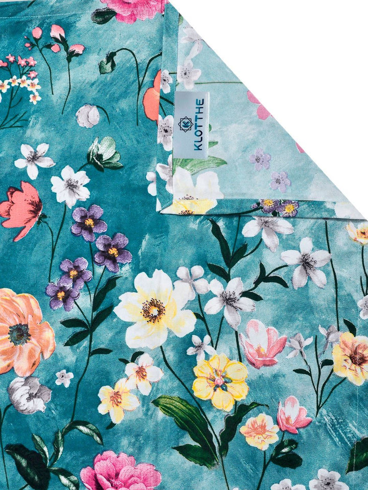 KLOTTHE Blue & Yellow Printed 300 TC Double Bedsheet With 2 Pillow Covers- 2.5 m x 2.25 m