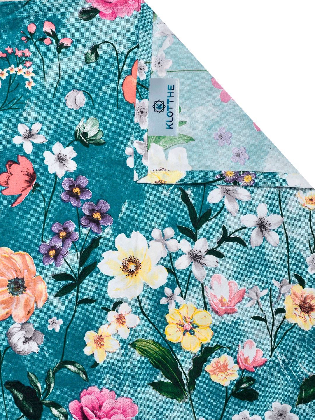 KLOTTHE Blue & Yellow Printed 300 TC Double Bedsheet With 2 Pillow Covers- 2.5 m x 2.25 m