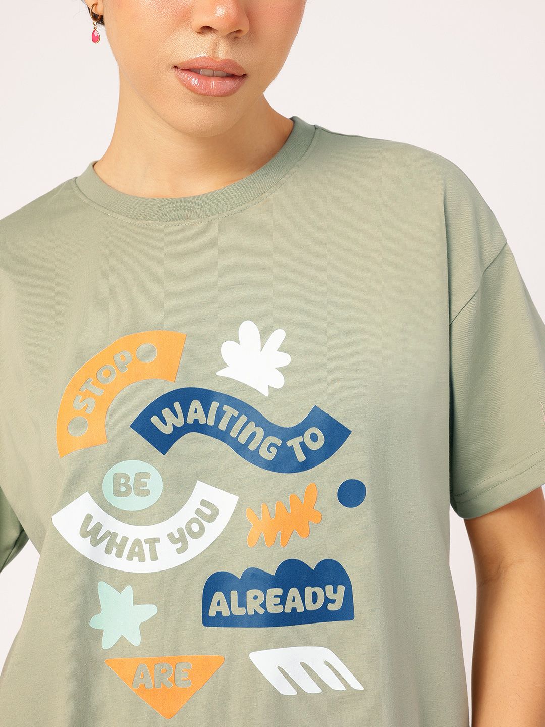 DressBerry Melancholic Chic Typo Print Relaxed Tee
