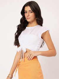 DressBerry Cute Feminine Tie-Up Detail Crop Top