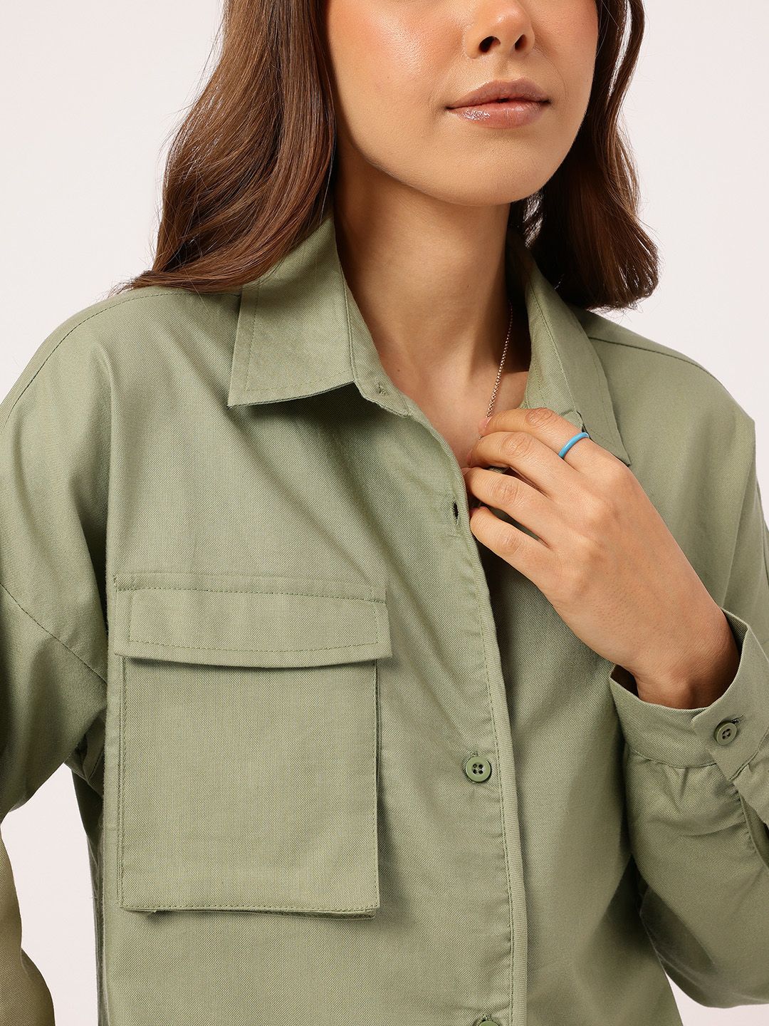 DressBerry Army Chic Chest Pocket Detail Shirt