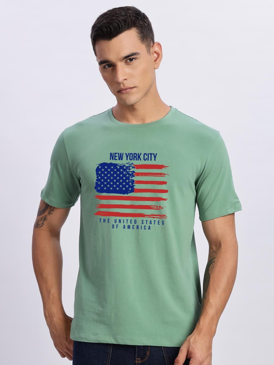ADRO Men Sea Green Tshirts