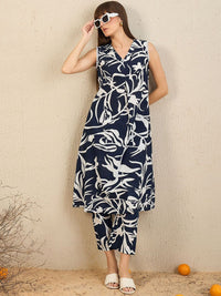 Indo Era Women Printed Regular Pure Cotton Kurta with Trousers