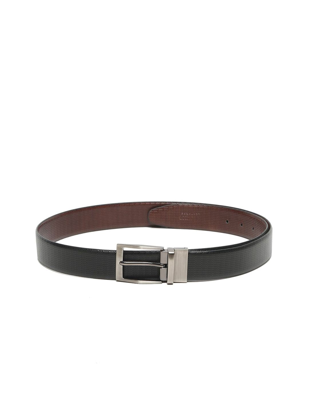 Teakwood Leathers Men Textured Leather Reversible Formal Belt