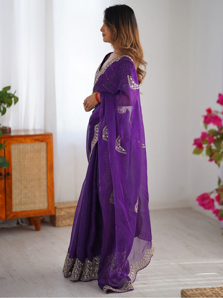 Saree mall Women Embellished Gota Patti Organza Designer Sarees