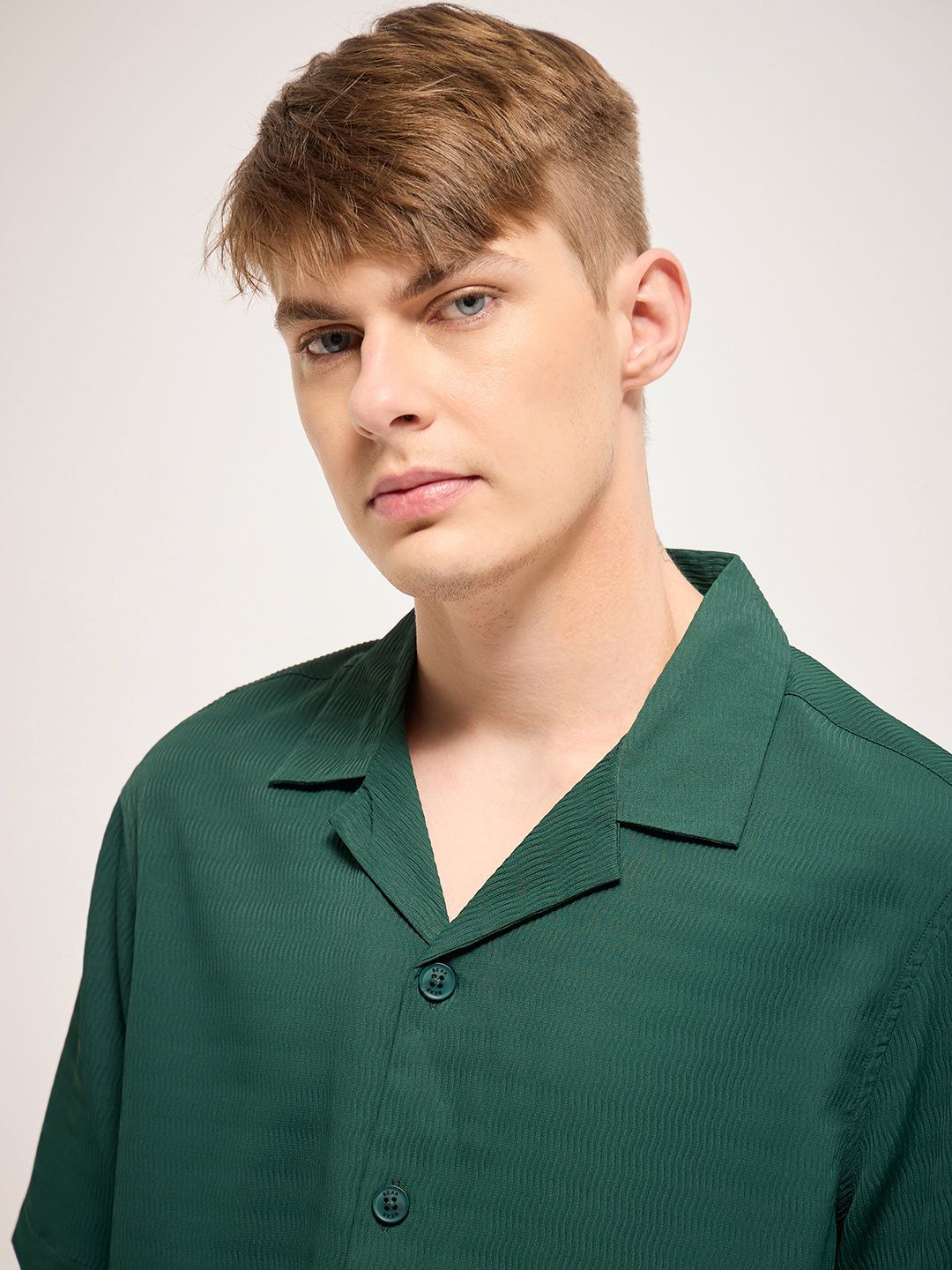 THE BEAR HOUSE Men Cuban Collar Abstract Printed Casual Shirt