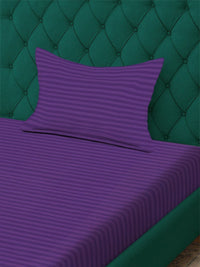 Aura Purple Striped 300 TC Single Bedsheet Set-2.25 m X 1.50 m
