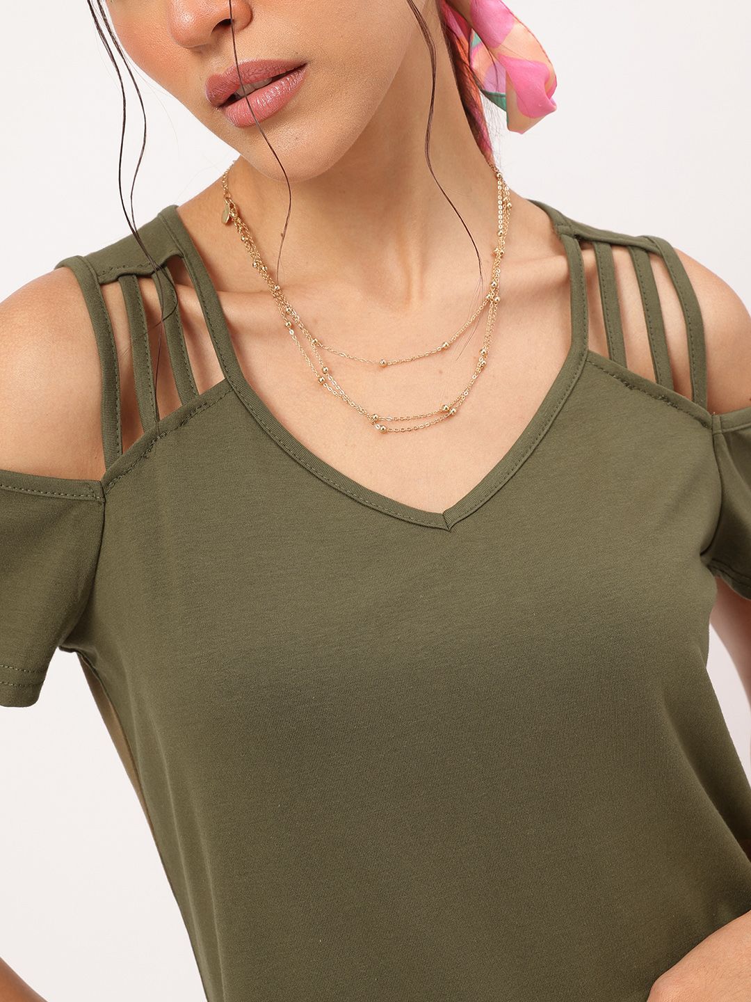 DressBerry Strappy Daze Cold-Shoulder Top