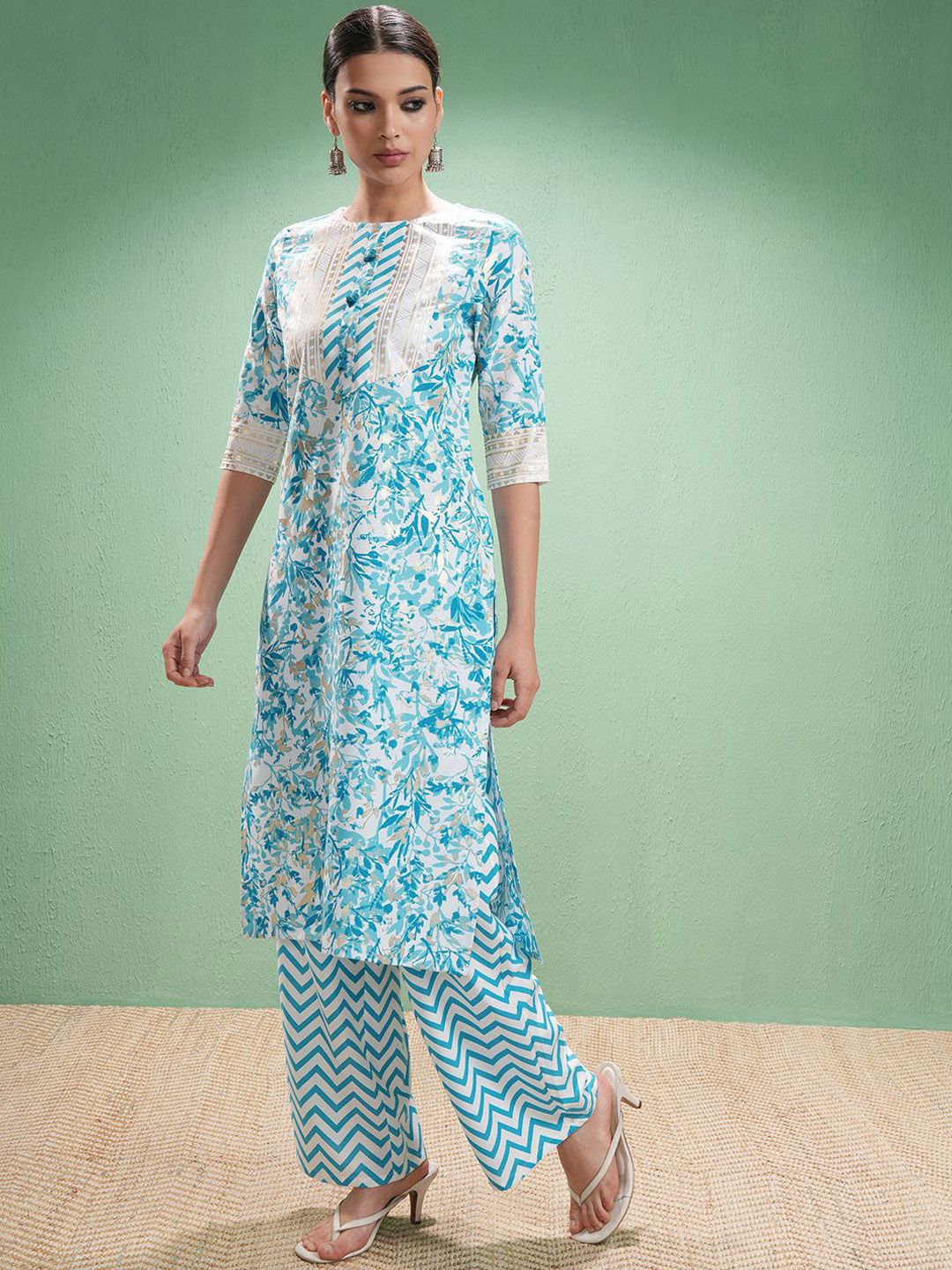 Vishudh Women Floral Printed Regular Kurta with Palazzos & With Dupatta