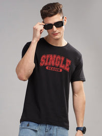 ADRO Men Typography Printed Round Neck Cotton T-shirt