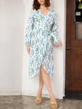 DressBerry Effortlessly Glamorous Printed Belted Wrap Tulip-Hem Midi Dress