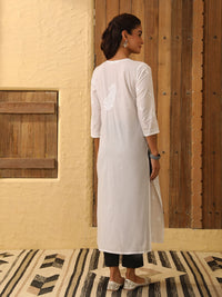 House of Chikankari Women White Cotton Chikankari Embroidered Kurta