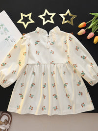 YK Girls Floral Print A-Line Dress
