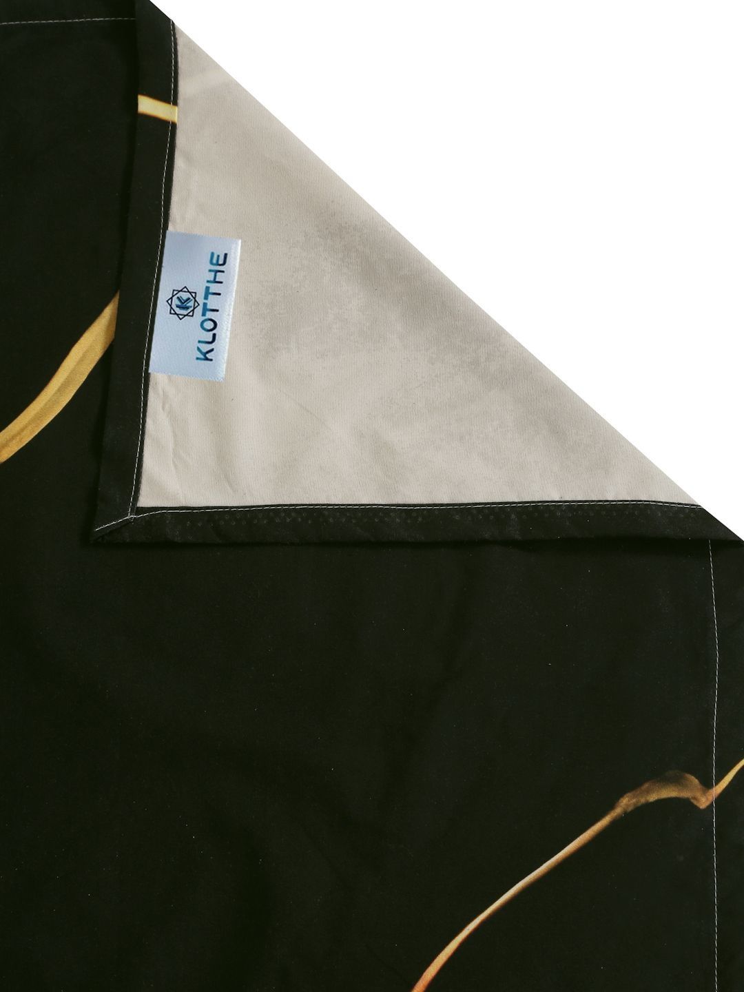 KLOTTHE Black Abstract Printed Flat 300 TC King Bedsheet Dengan 2 Sarung Bantal