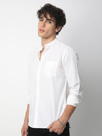 VASTRADO Men Classic Band Collar Solid Cotton Slim Fit Casual Shirt