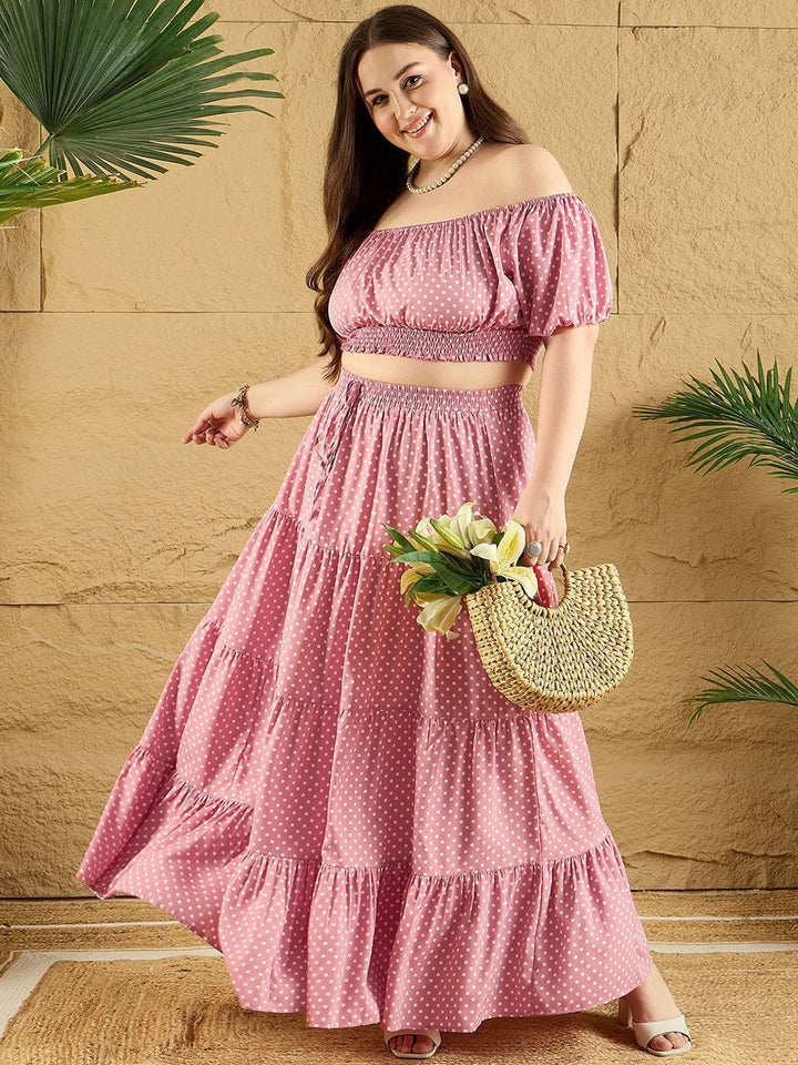 Berrylush Curve Plus Size Printed Top & Maxi Skirt