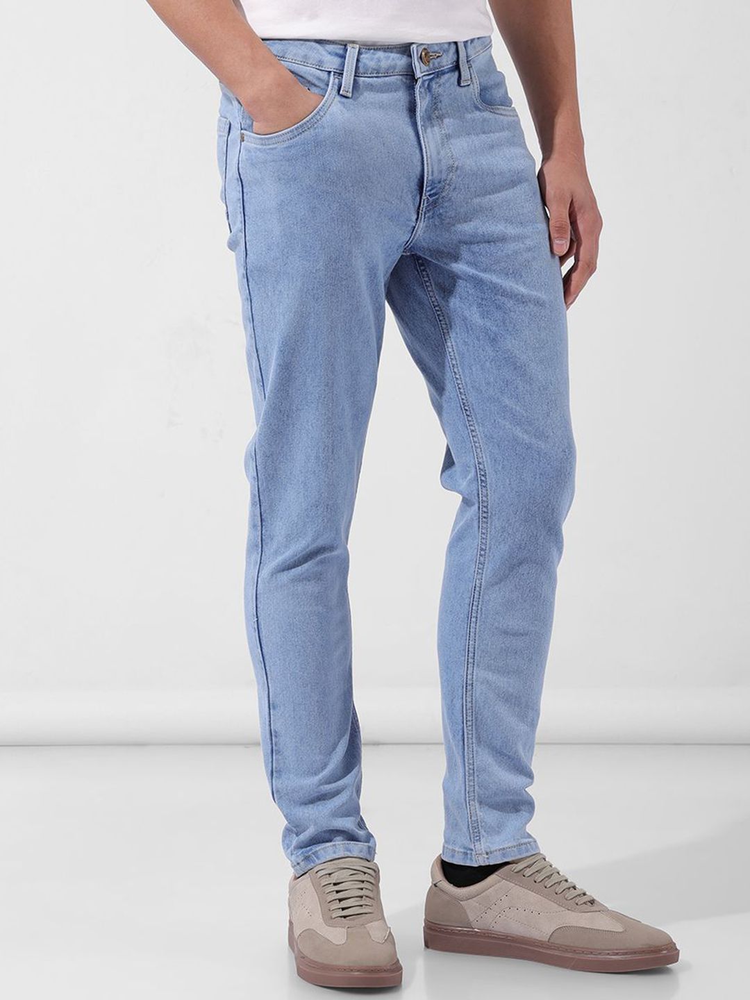 The Indian Garage Co Men Slim Fit Cotton Mid-Rise Stretchable Jeans