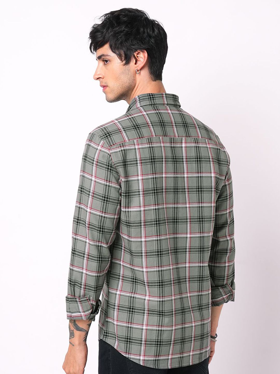 VASTRADO Classic Tartan Checked Slim Fit Pure Cotton Casual Shirt