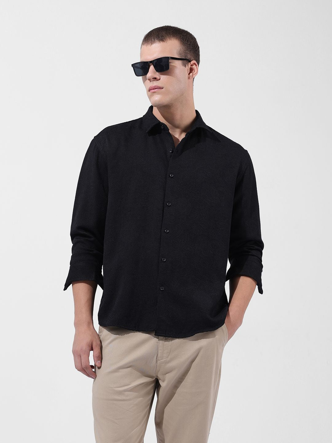 The Indian Garage Co Cutaway Collar Relaxed Fit Casual Shirt