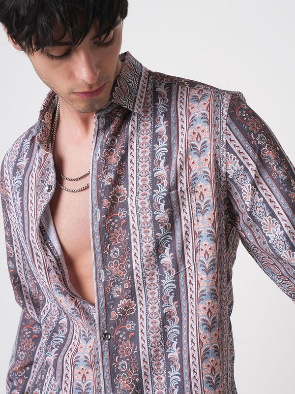 VASTRADO Men Classic Slim Fit Opaque Printed Casual Shirt