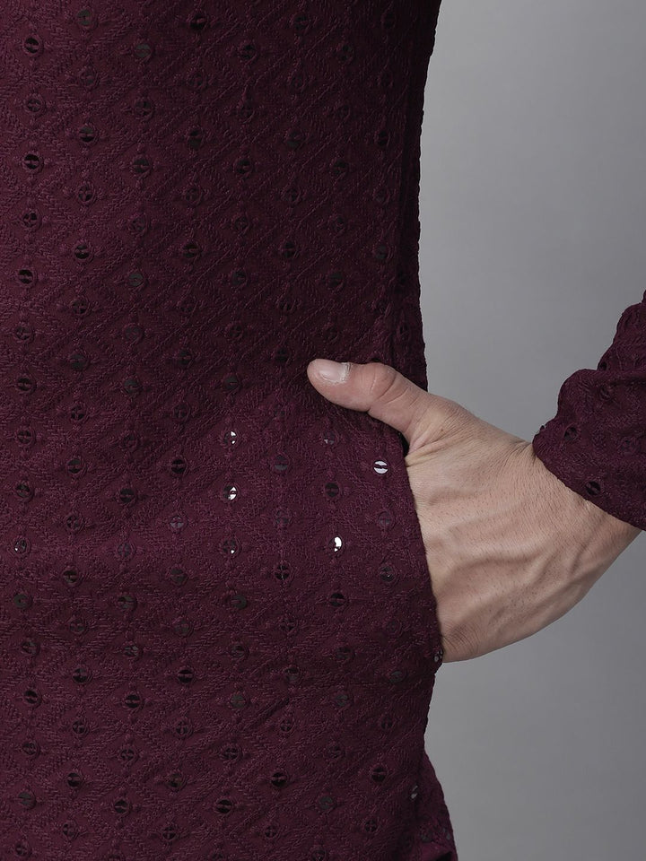 SOJANYA Geometric Embroidered Regular Pure Cotton Kurta With Churidar