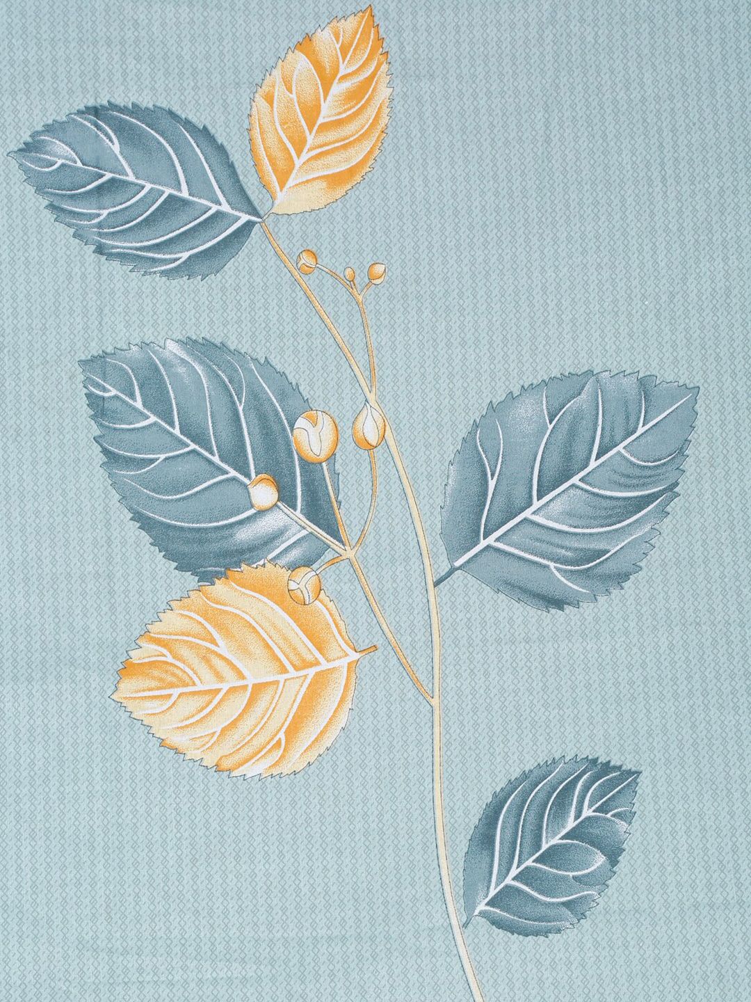 KLOTTHE Blue Leaf Pure Cotton 400 TC Dilengkapi Cadar dengan 2 Sarung Bantal-98 x 89 inci