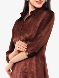 RAREISM Shirt Collar A-Line Midi Dress