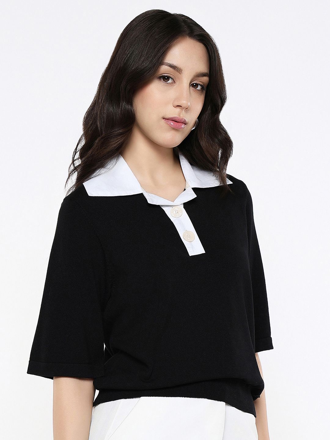 RAREISM Flared Sleeve Cotton Styled Back Top