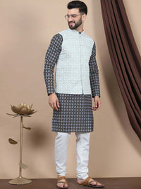 Anouk Black Floral Printed Straight Kurta with Churidar