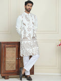 Jompers Ethnic Motifs Embroidered Mandarin Collar Straight Kurta  with Pyjamas