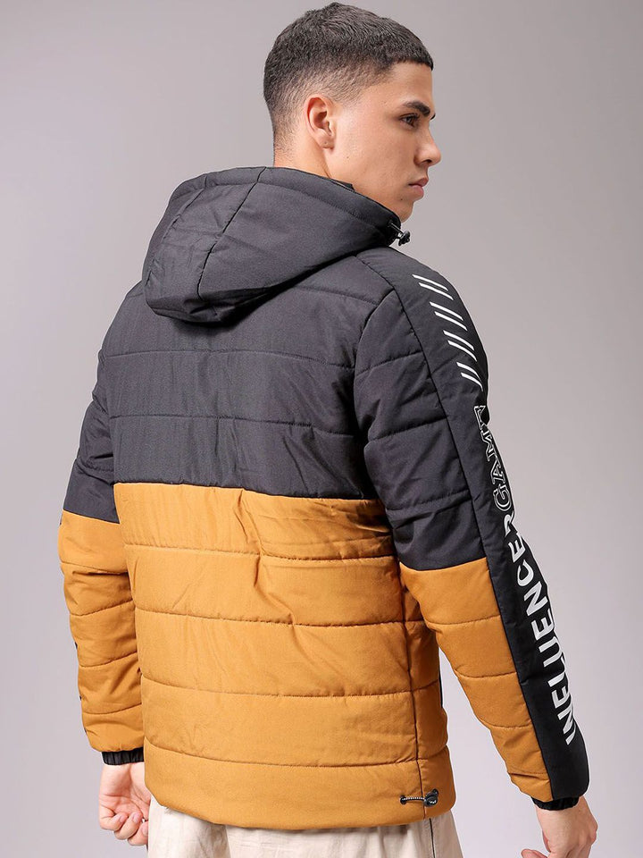 The Indian Garage Co Men Hooded Colourblocked Casual Puffer Jacket