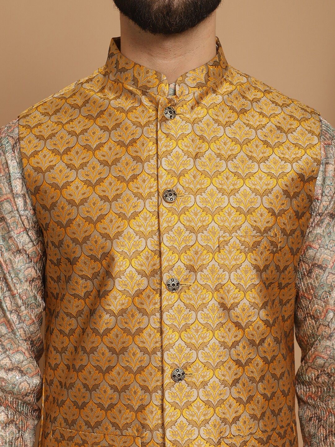 Anouk Striped Regular Jacquard Thread Work Straight Kurta with Churidar