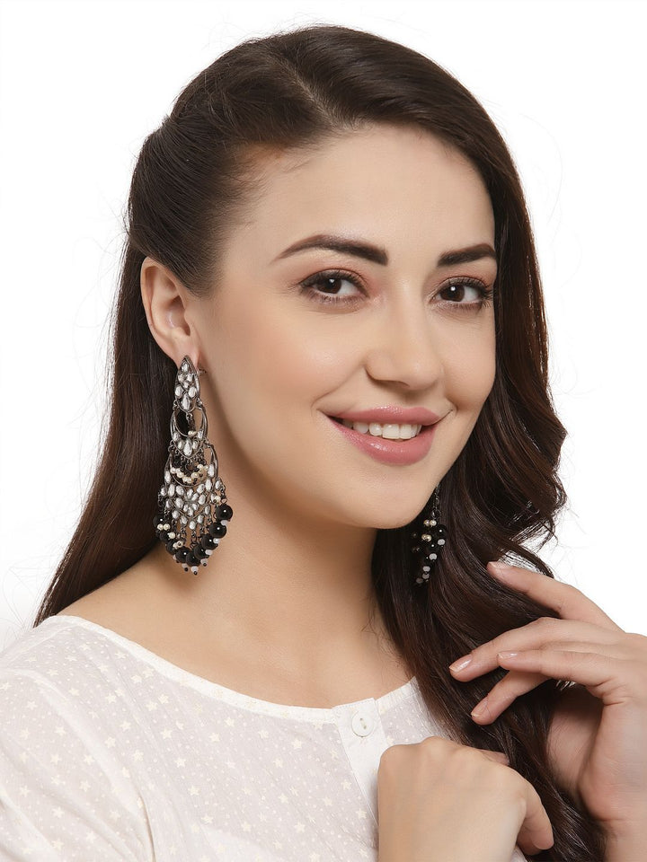 Anouk Rhodium-Plated Contemporary Drop Earrings