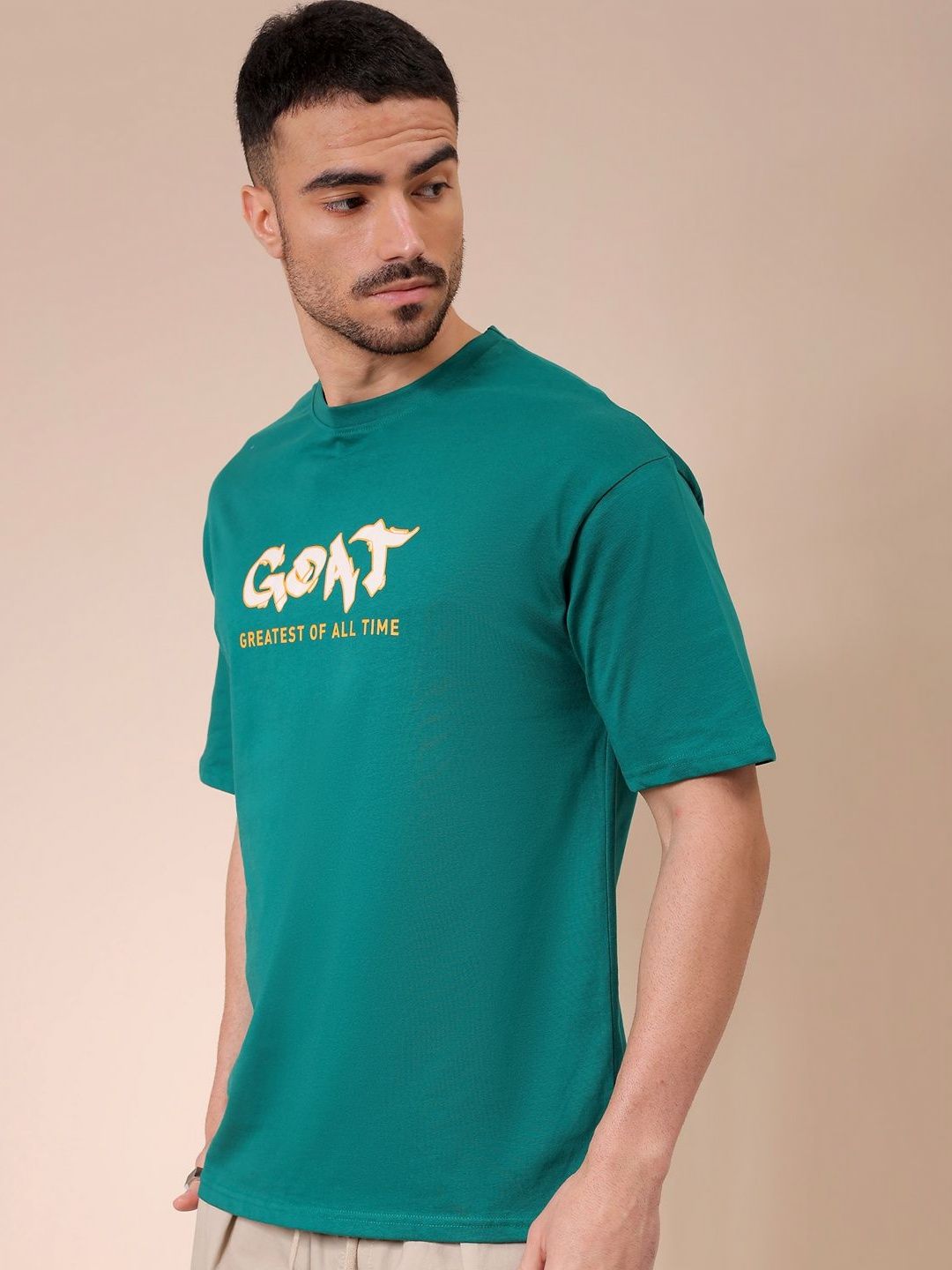 The Indian Garage Co Men Graphic Printed Round Neck Cotton Oversized T-shirt